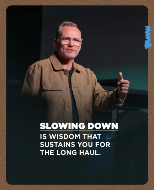 Instagram post by Mark Neal: Slowing down is wisdom that sustains you for the long haul